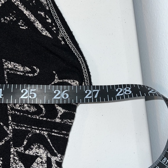 Edista Plus Size 1X Black/Cream Aztec Graphic Top 3/4 Sleeve V-Neck Back Slit. - Picture 7 of 7